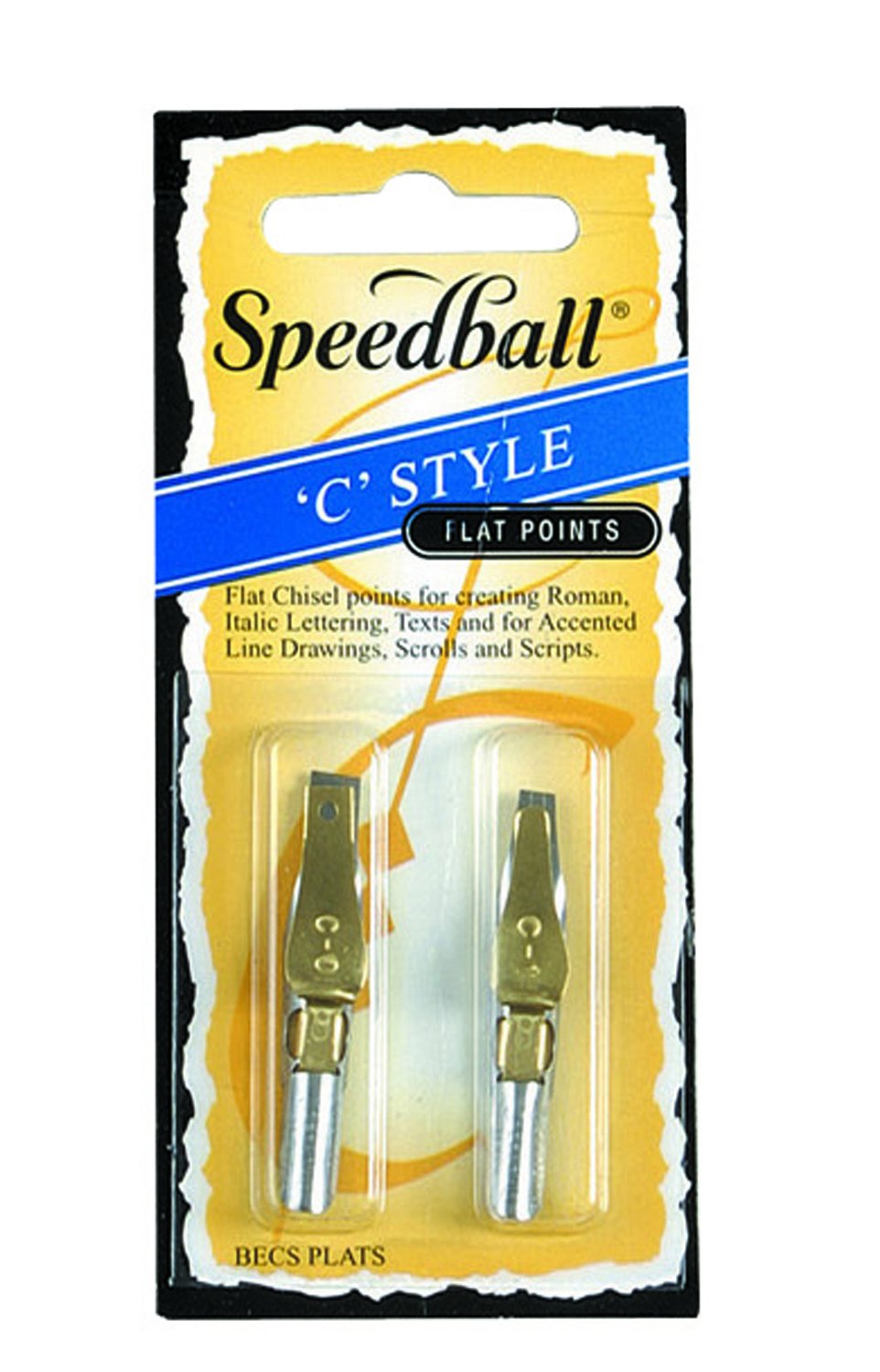 Speedball C0/C1 Series Pen Nib, Broad Edge Nibs, Triple-Reservoir Design, Calligraphy Ink Pen, Handwriting, Lettering, Fountain, Crow, For Artist Caligraphy Set, Silver