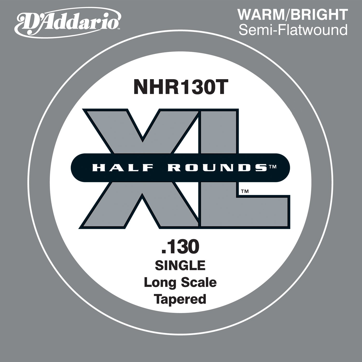 D'Addario NHR130T .130 Tapered Long Scale Half Round Single String for Bass Guitar