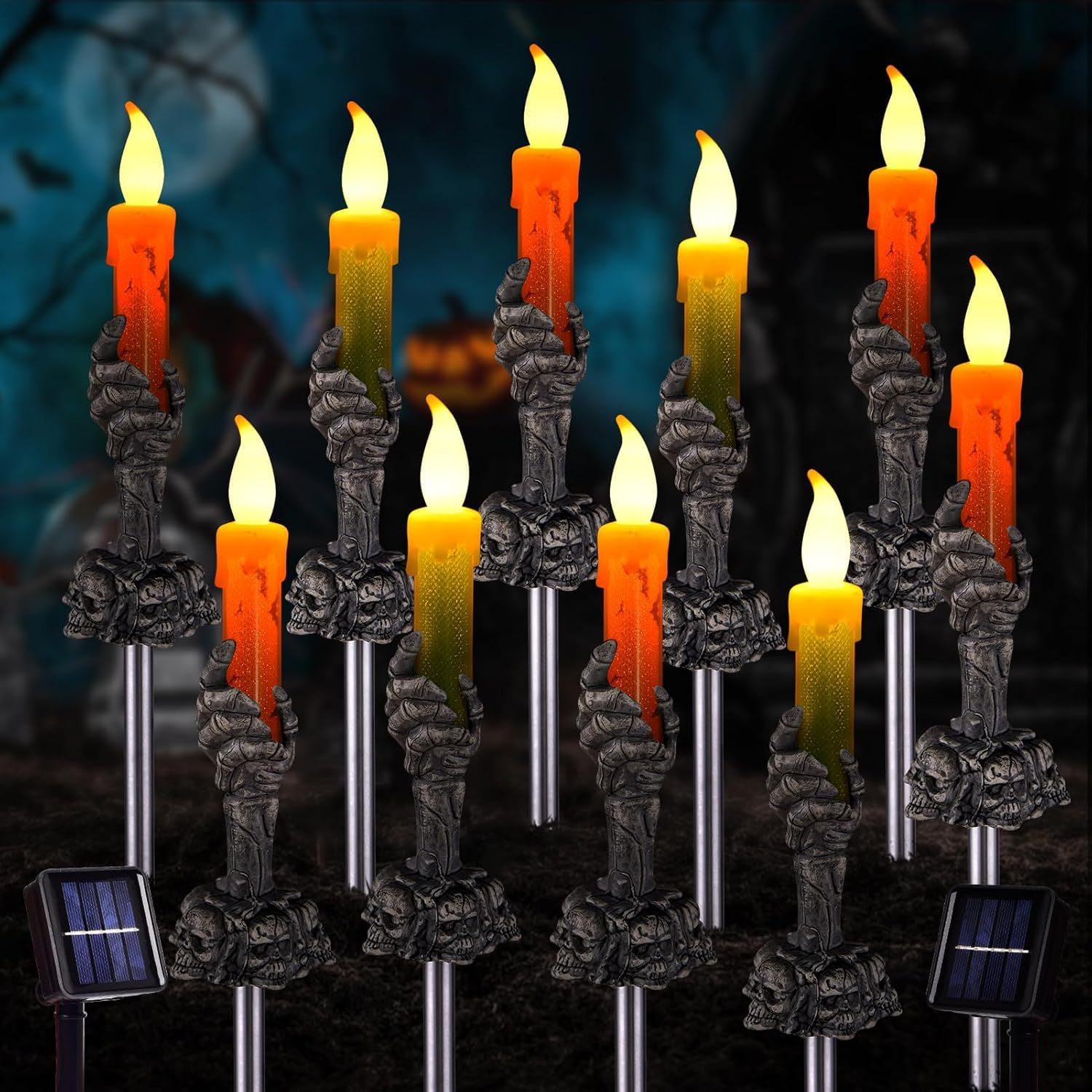 Photo 1 of ILLUMINEW Halloween Solar Pathway Lights, Set of 10 Multicolor LED Landscape Lights for Yard Lawn Patio Walkway Decor