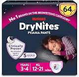 Huggies DryNites Pyjama Pants Girls 3-4 Years 12-21kg 64 Nighttime Underwear