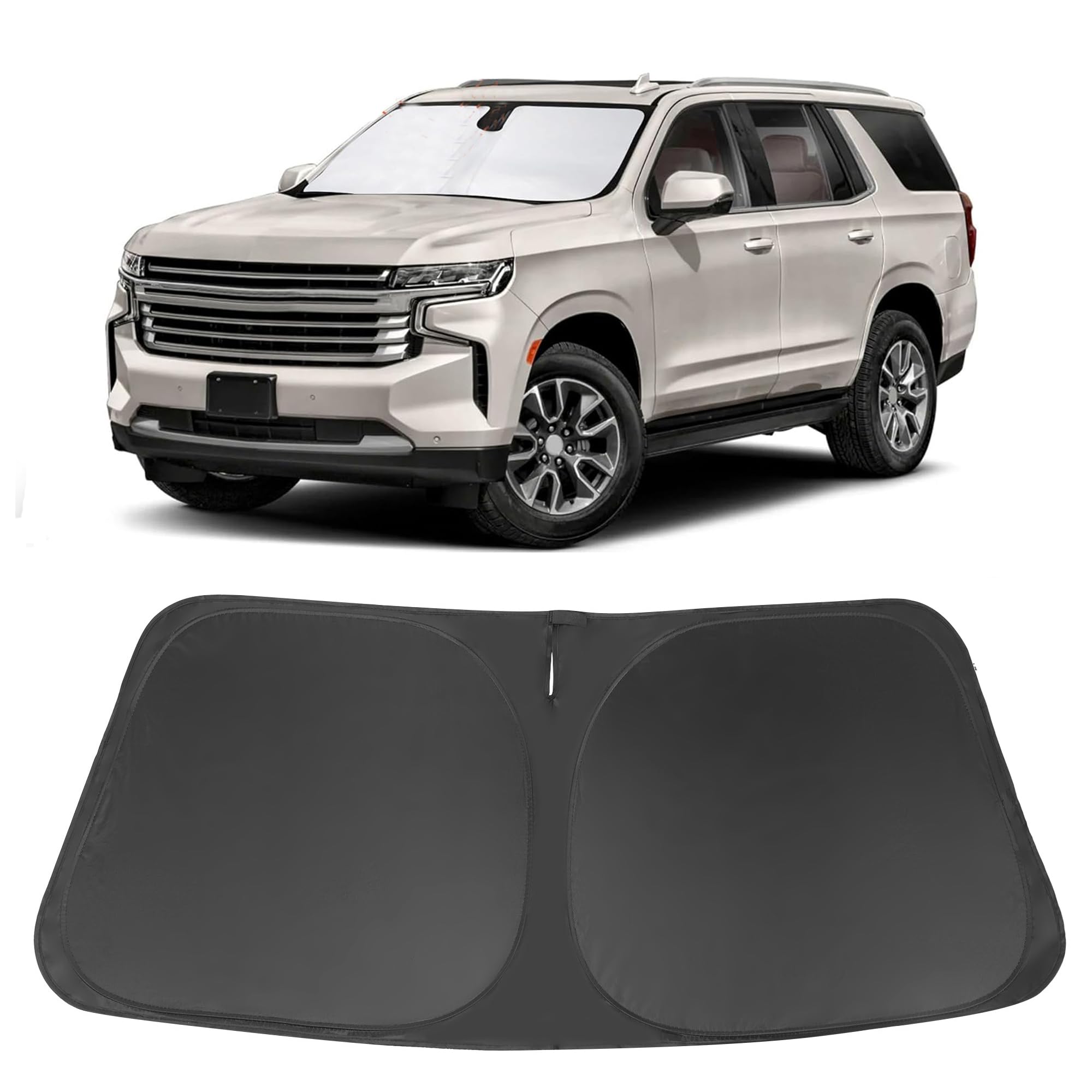 Photo 1 of Windshield Sun Shade Custom Fit for 2021 2022 2023 2024 2025 2026 Chevrolet/Chevy Tahoe Accessories Foldable Sunshade Sun Blocker Protect Car from Sun Rays & Heat Damage Keep Car Cooler