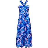 GRACE KARIN 2025 Women's Criss Cross Halterneck Sleeveless Summer Floral Print Flowy A Line Maxi Dress