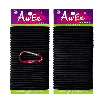Amazon Com Awex Large Black Hair Ties For Thick Hair 72 Pcs 4