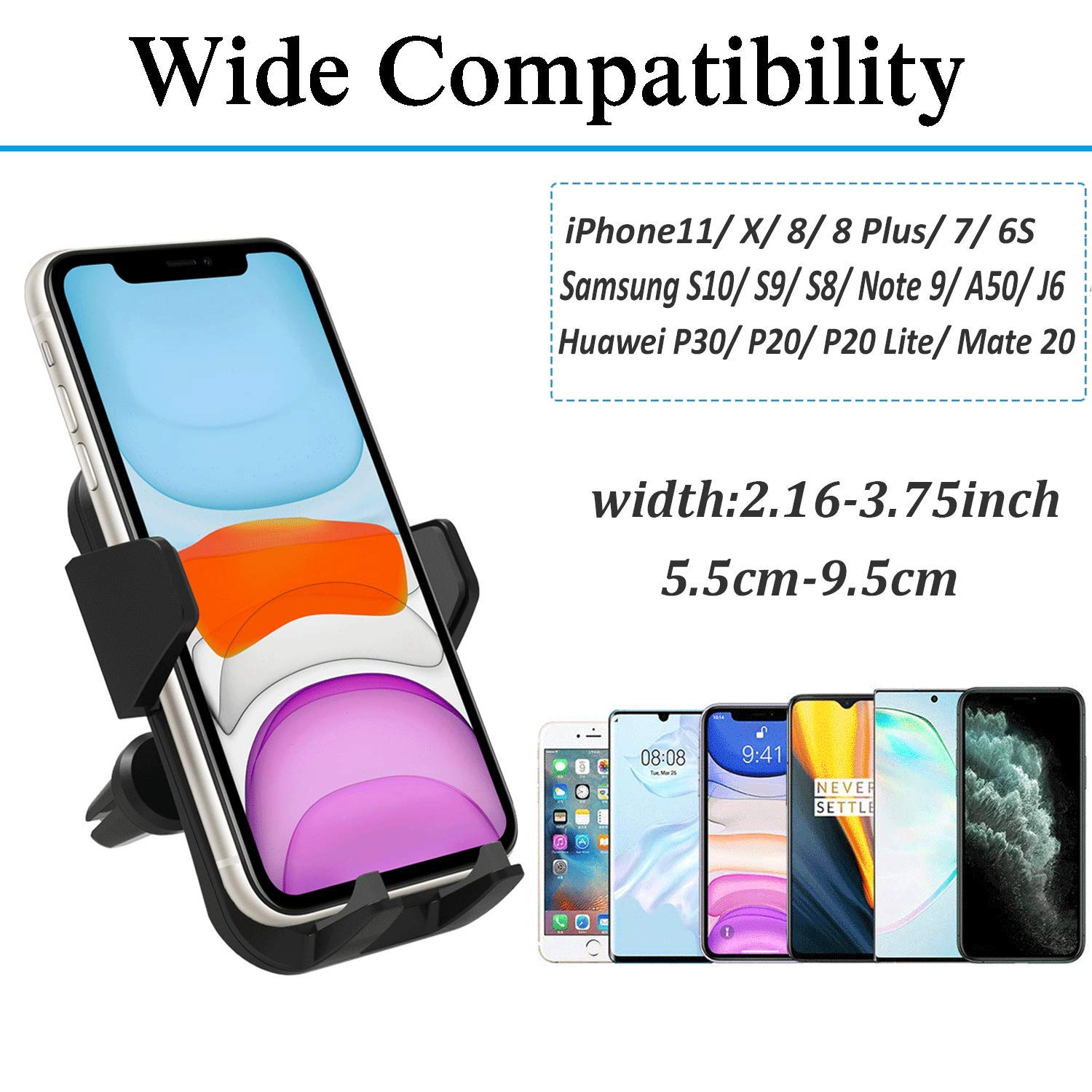 Babacom Supporto Auto Smartphone 360 Gradi di Rotazione [Versione Migliorata 2 Clip] Porta Cellulare da Auto Compatibile per iphone11 PRO X Samsung Xiaomi Huawei