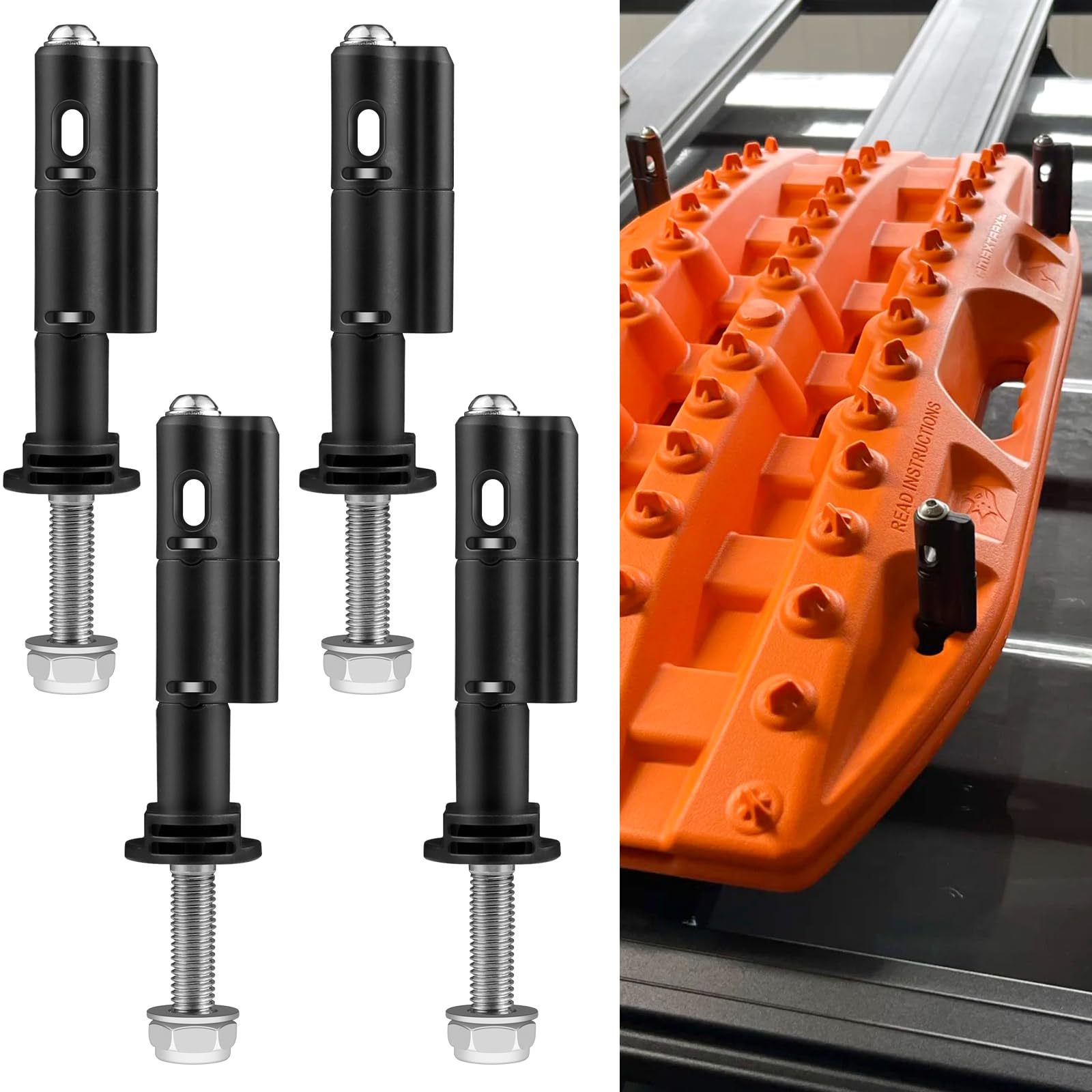 Photo 1 of Mounting Pins for Recovery Boards, 4 PCS Lockable Traction Board Mount Pins, Safety Theftproof Mounting Pins Compatible with MaxTrax MKII Recovery Boards, Including M10 Bolts, 140MM Pins