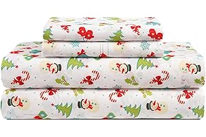 Casa Platino Queen Sheet Set, 4 Piece Bed Sheet Queen Size, Soft Bedding Set Queen, Breathable Bed Sheets Set, Brushed Microfiber Bed Sheets Queen Size – Sheet Set Queen Size, Christmas Wonderland