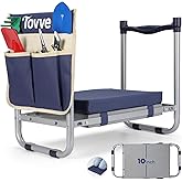 Tovve Foldable Garden Kneeler and Seat, Heavy Duty Garden Stool with 10" Wide Detachable Kneeling Pad, Portable Garden Bench Chair with Large Garden Tool Bag, Gardening Gifts for Women, Seniors, Mom