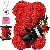 Valentines Day Gifts for her - Romantic Forever Preserved Roses Floral Teddy Bear Rose Bear, Eternal Love Keepsake Gifts for Girlfriend/Wife - Anniversary & Birthday Gifts for Women