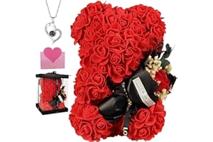 K KYMAKE Rose Bear, Valentines Gifts for Her, Rose Teddy Bear, Valentine Teddy Bear Gifts for Women, Forever Preserving Rose, Mothers Day, Wedding and Anniversary,Birthday Gift, Women's Gifts