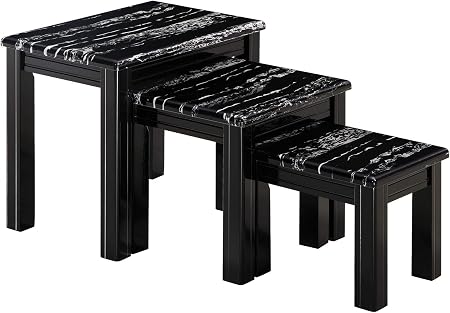 Furniture Express Black Marble Effect Nest Of Tables Amazon Co Uk Kitchen Home