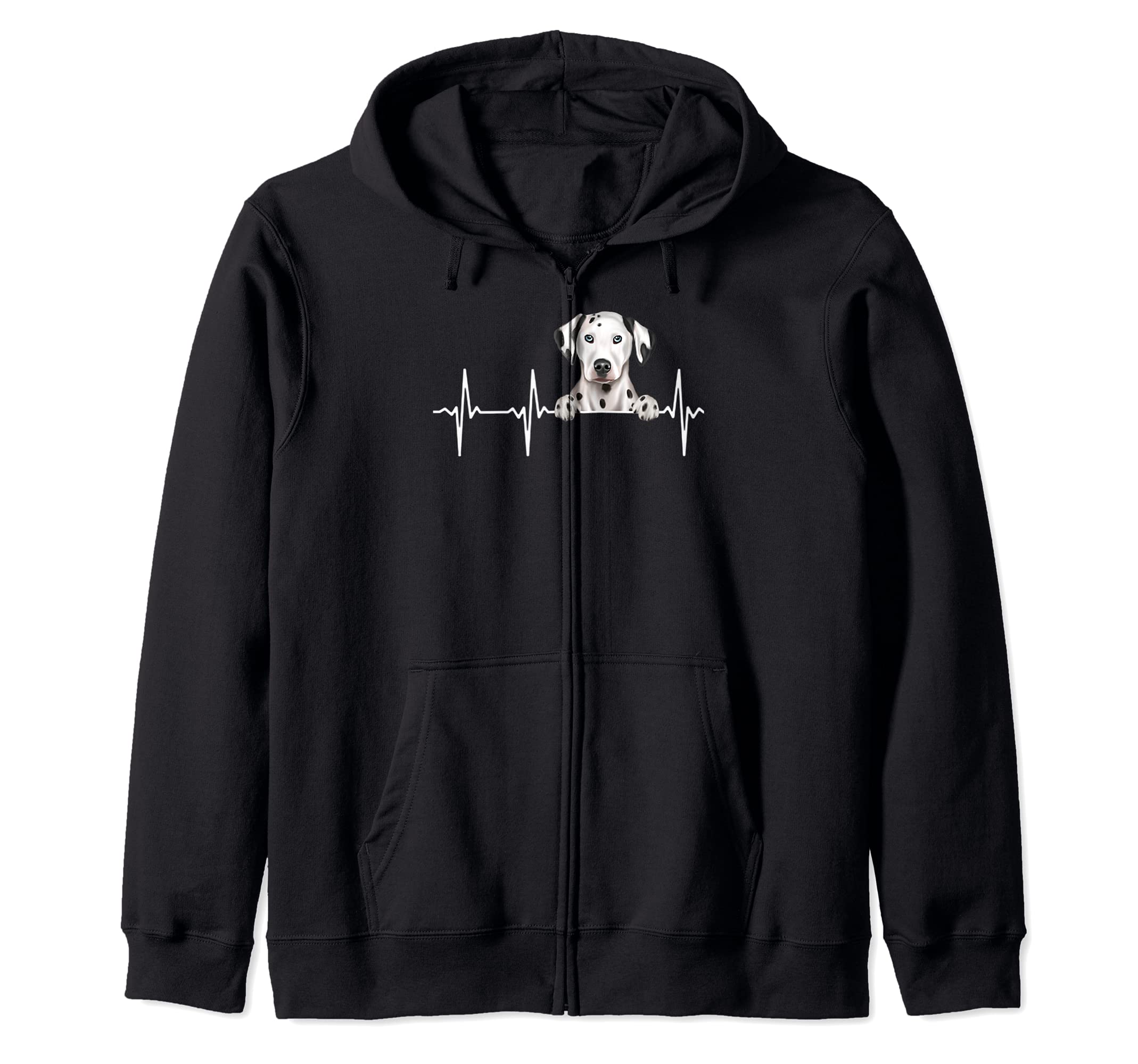 Funny Dog Heartbeat For Dalmatian Lovers Zip Hoodie