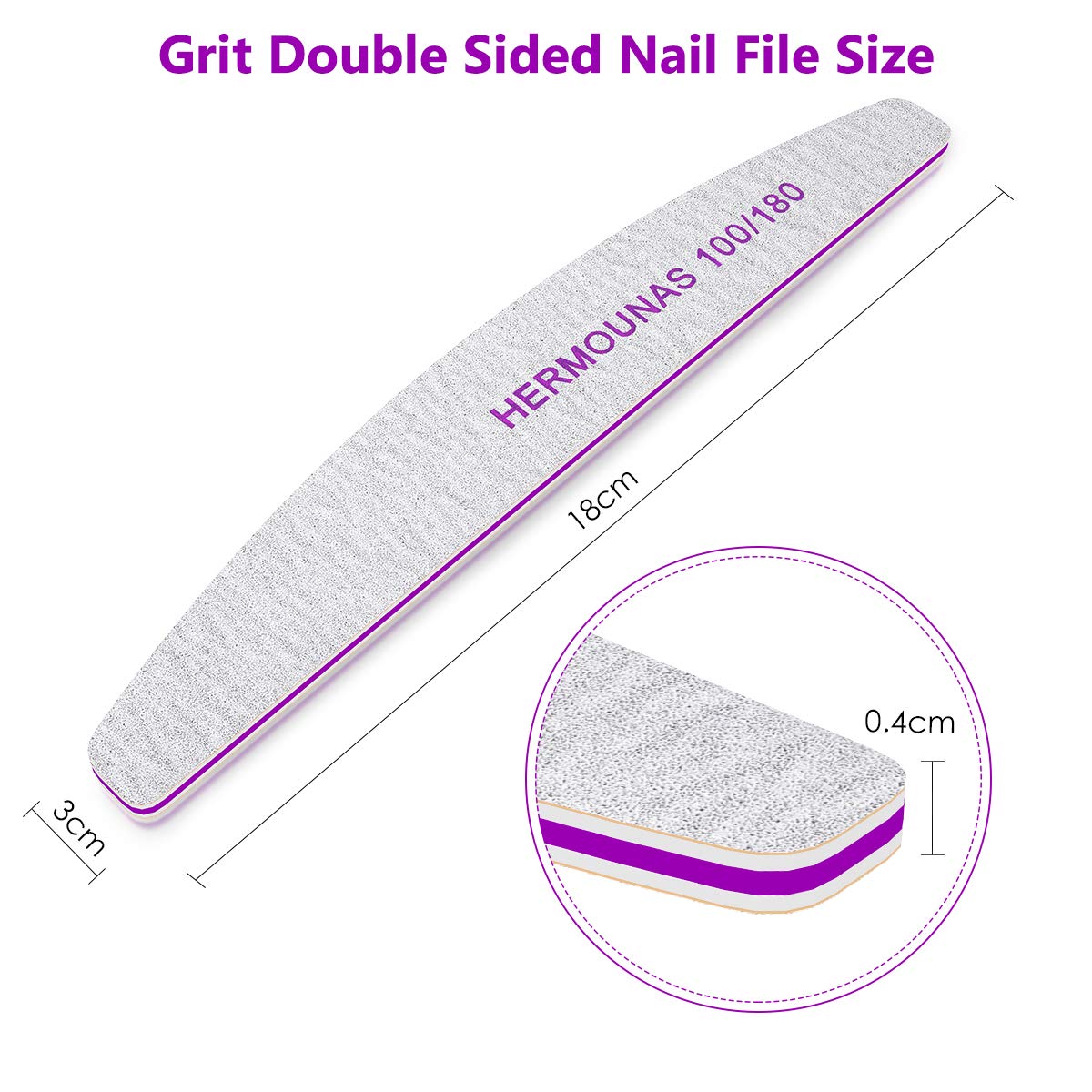 18 PCS Nail Files, Nail Files and Buffers Professional Double Sided 100/180 Grit Nail Styling Tools for Home and Salon Use : Beauty