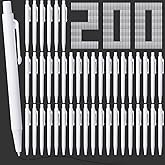 Geyoga 200 Pcs White 4'' Mini Pens Bulk 0.7 mm Fine Point Small Retractable Black Ink Ballpoint Pens with Clip for Notebook School Office