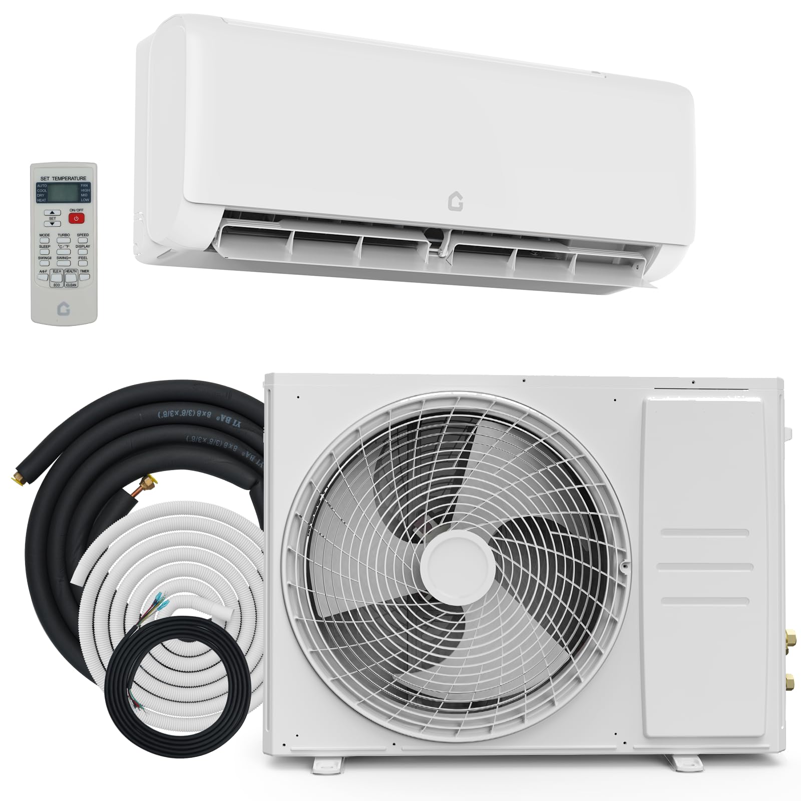 Photo 1 of Garvee 24,000 BTU Mini Split Air Conditioner with Heat Pump, 21 SEER, Cools Up to 1500 Sq. Ft, Inverter AC with Installation Kit & Remote, Ductless AC Unit with Pre-Charged Condenser, 230V, White