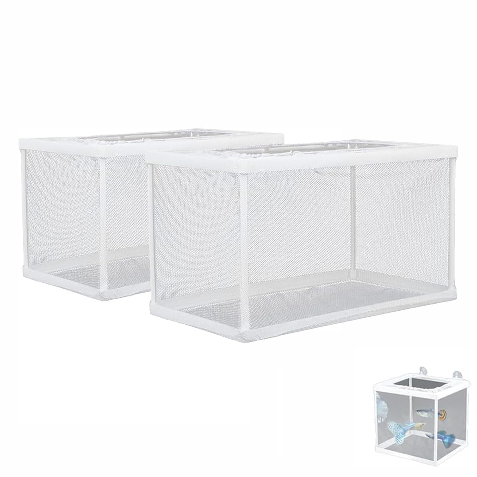 Pack of 2 Breeding Boxes, Floating Spawning Boxes, Aquarium Fish Breeding Boxes, Suitable for Aquariums, Insulate Seedlings and Supports Incubation and Reproduction (White)