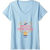 Women's Adventure Time Jake Bacon Pancakes Cartoon V-Neck T-Shirt