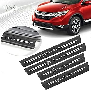 4Pcs/Set,Lincoln Car Door Sill Plate Protectors, Black Leather Threshold Protection Decoration Door Entry Guard Door Sill Scuff Plate for Lincoln(Black Lincoln)