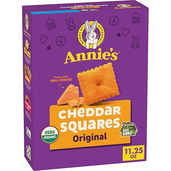 ANNIE’S ORGANIC ORIGINAL CHEDDAR SQUARES BAKED SNACK CRACKERS,...