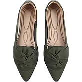 HIULYCENCE Flats for Womens Pointed Toe Ballet Flats with Bow Comfortable Knit Dressy Flats