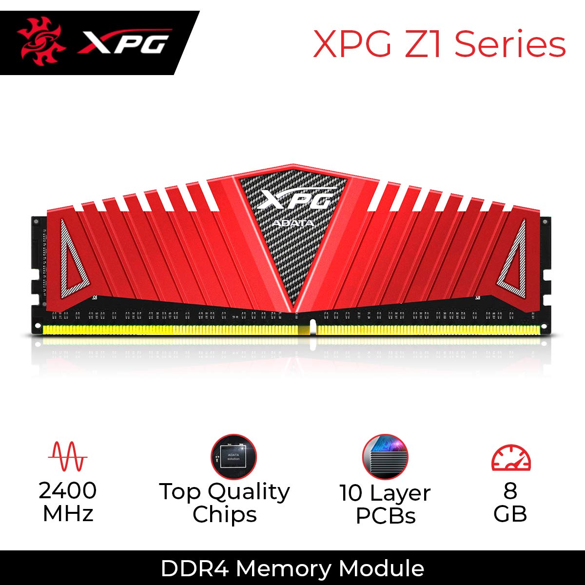 ADATA XPG Z1 8GB 2400MHz DDR4 Gaming Memory, red