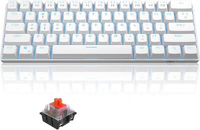 MageGee MK-Mini 60% Mechanical Keyboard 61 Keys Red Switch White