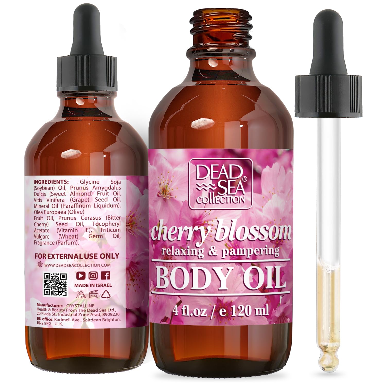 Photo 1 of Dead Sea Collection Body Oil for Dry Skin - Cherry Blossom & Vitamin E, A, D Moisturizing Oil - Anti-Aging and Skin Elasticity Support - (4 fl.oz)