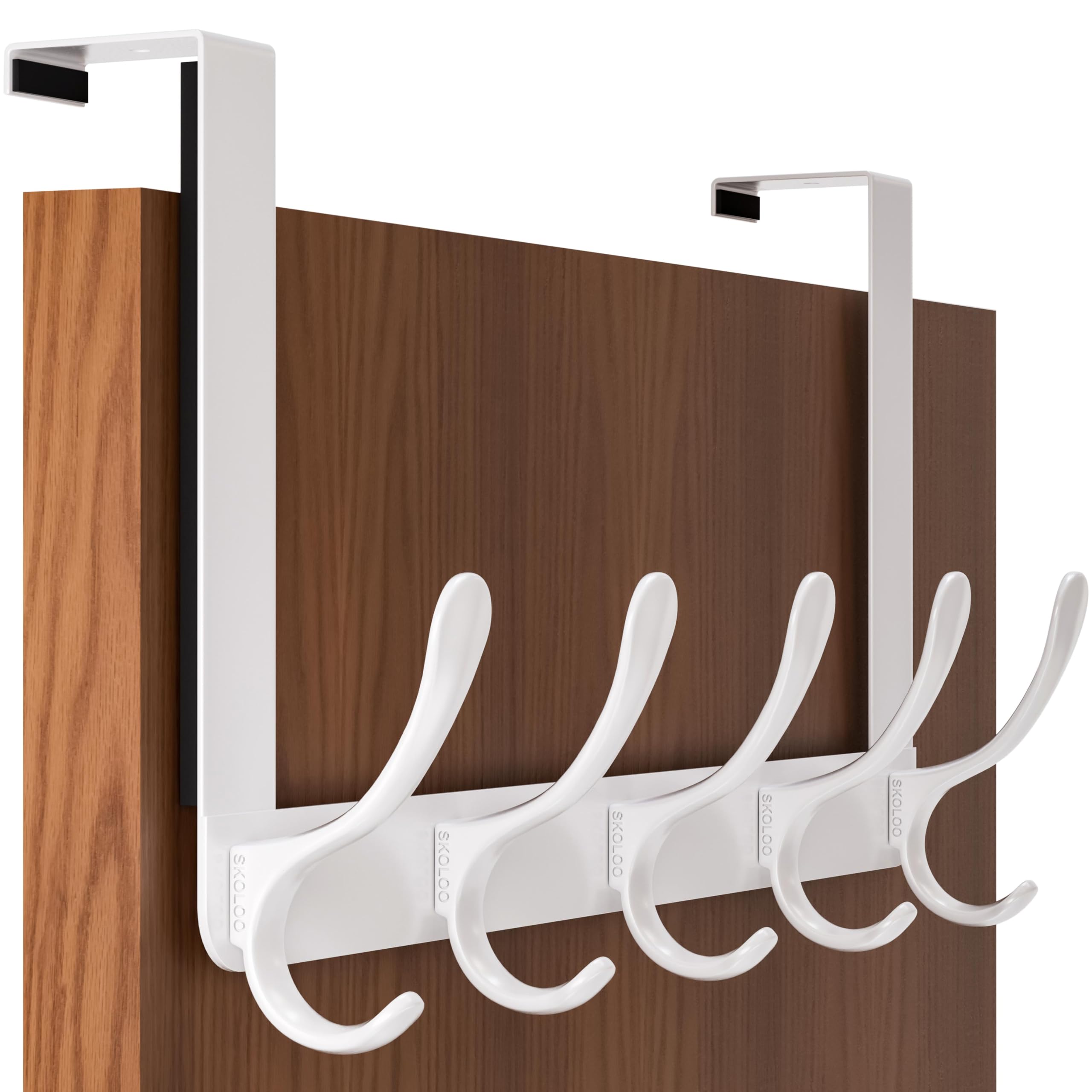 Photo 1 of SKOLOO Over The Door Hook, Door Hanger Hooks for Hanging Clothes, Towels, Coats, Hats, Over The Door Towel Hook - White, Assembly Required