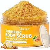VOERUY Body Scrub, Turmeric Exfoliating Body Scrub, with Coconut Oil & Vitamin C, Bikini Area Exfoliator Gently Exfoliate Body Hand and Foot Scrub, Moisturized Skin for Women and Men, 11.28oz/320g