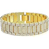 Apzzic 21mm Mens Iced Out Bracelet Bangle Hip Hop Gold Plated CZ Diamond Cuban Link Bracelet