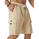 Hardaddy Men's Casual Stretch Cargo Shorts Classic Drawstring Elastic Waist Relaxed Fit Work Short with 5 Pockets