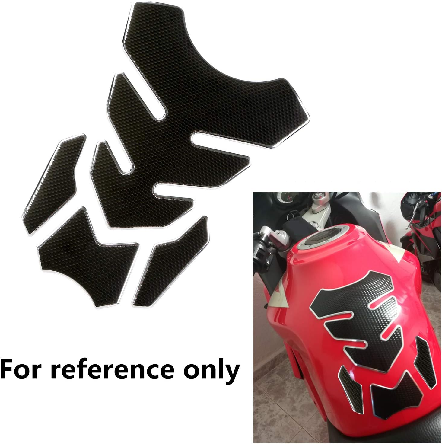 OSAN Universal Metallic Motorbike Tank Protector Pad Stickers Silver