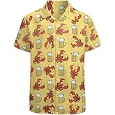 LEOPOM Men's Novelty Button Up Shirt Funky Short Sleeve Party Shirts Casual Hawaiian Beach Shirt