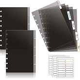 Gueevin 15 Sheets Junior Poly Tab Dividers for Discbound Notebooks, Black | Discbound Planner Supply, Dividers Tab Binder Index Notebook Accessory, 8 Ring Binder, Semi Transparent, for Office Project