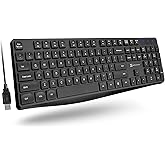 X9 Performance Wired Keyboard - Ultra Slim Full Size Ergonomic Computer Keyboard - Basic USB Keyboard for PC Desktop, Laptop with 5ft Corded Wire, 104 Quiet Keys, 14 Shortcuts, and Kickstand