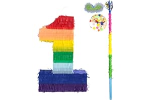 kaimei Number Pinata Small Pinata for Birthday Anniversary Celebration Decoration Theme Party Cinco de Mayo Fiesta Supplies with Stick Multicolor Colorful Pinata