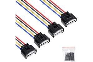 EXQUTOO Ignition Coil Female Connector Plug with Harness Pigtail Wires, 90980-11885, Harness Replacement for Toyota Corolla Camry Highlander RAV4 Chevrolet Prizm, 4Pcs