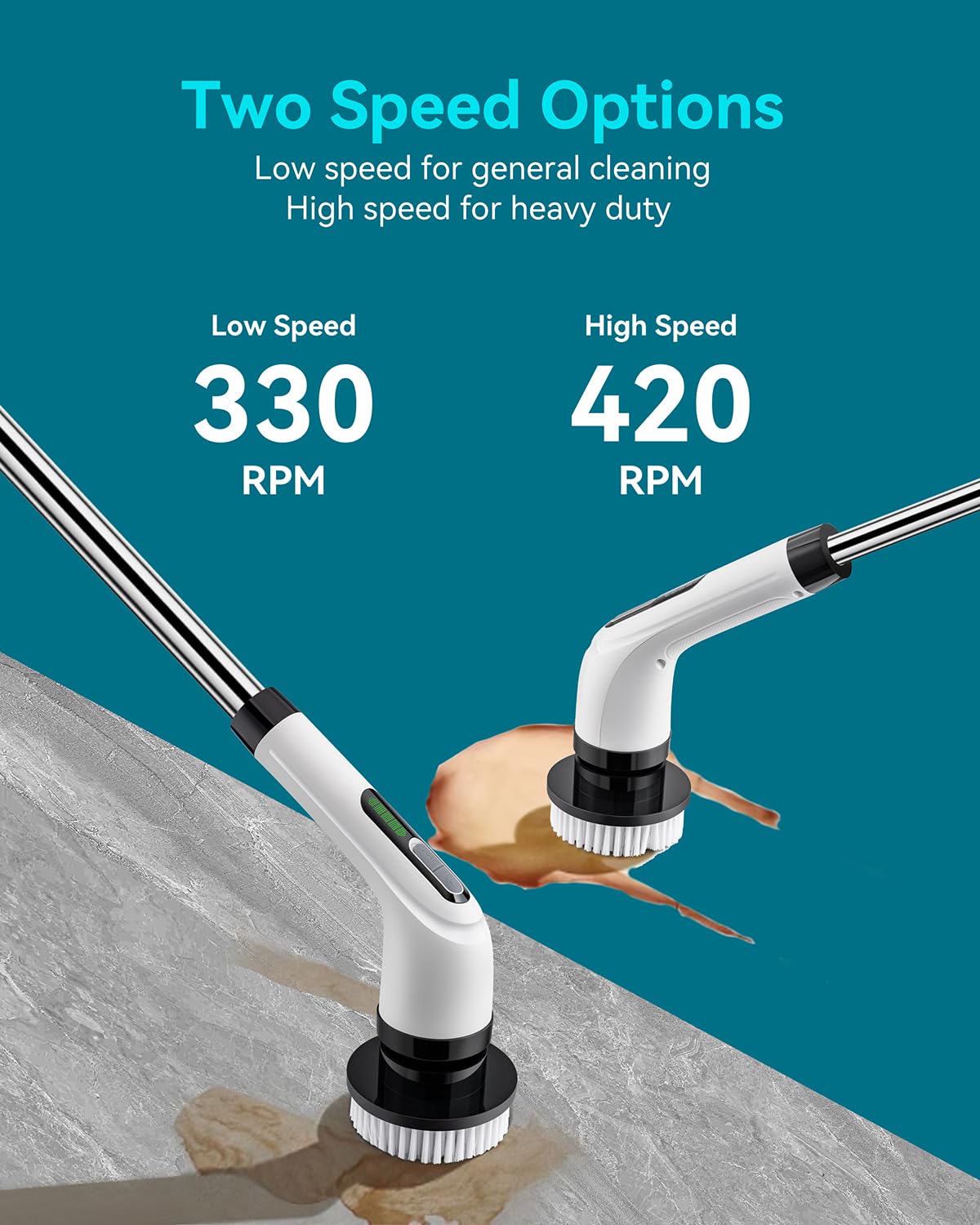 Electric Spin Scrubber for Cleaning Bathroom: Cordless Power Shower Scrubber - Electric Cleaning Brush for Tile Tub