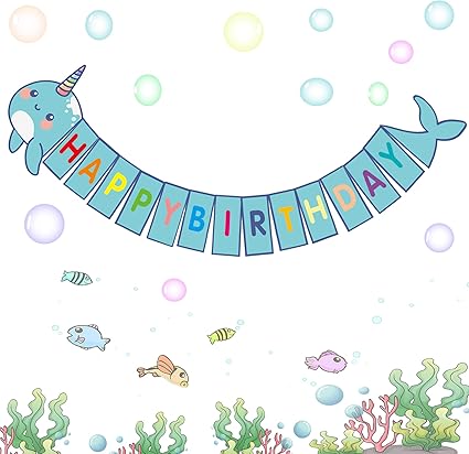 Amazon Com Happy Storm Narwhal Banner Narwhal Party Supplies