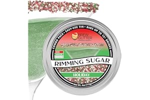 BAKELL Brew Glitter - Red, Green & White Rimming Sugar (4oz, 1x Bar Tin) Cocktail Garnish for Mixed Drinks & Refreshments