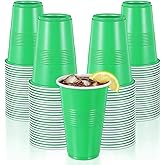 Ajcotahm 100 Pcs Green Plastic Cups, 16 OZ Disposable Green Cups Drinking Party Cup for Wedding Christmas Birthday Party Picnic Bachelorette Graduation Festive Celebrations