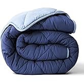 ViscoSoft All Seasons Twin XL Down Alternative Reversible Quilted Comforter - Breathable Premium Extra Long Soft Microfiber Duvet Insert Light Blue/Navy