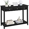 Yaheetech Console Table with 3 Drawers, Wood Entryway Table with Storage Shelf, Sofa Tables Narrow Long for Living Room, Entryway, Hallway, Foyer, Black