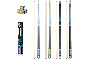 FESHIR Billiard Cue Sticks Pool Cue Stick Pool Stick Set of 4 Made of Premium Maple Wood, Includes 4 Extra Billiard Chalk for Pool Cues, 58" Billiard House Bar Pool Cue Sticks for Billiard Players