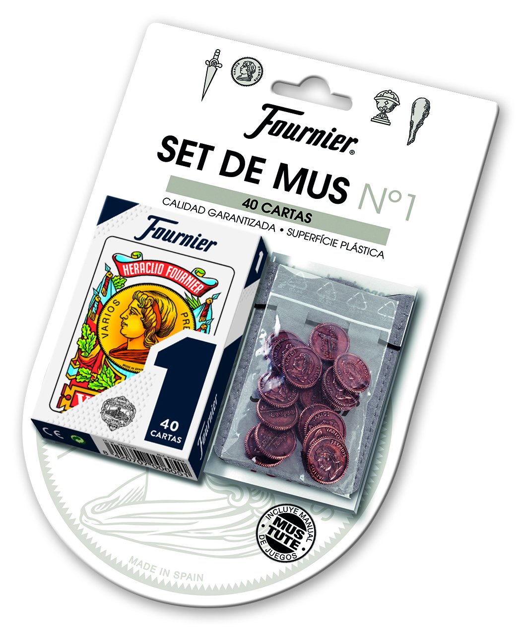 Fournier - Blister pack for Spanish cards, with manual of Mus and Tute, multicoloured (174916), models