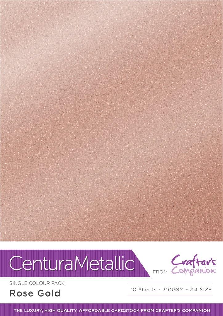 Centura Crafter's Companion Metallic 10 Sheet A4 Craft Card Pack - Rose Gold