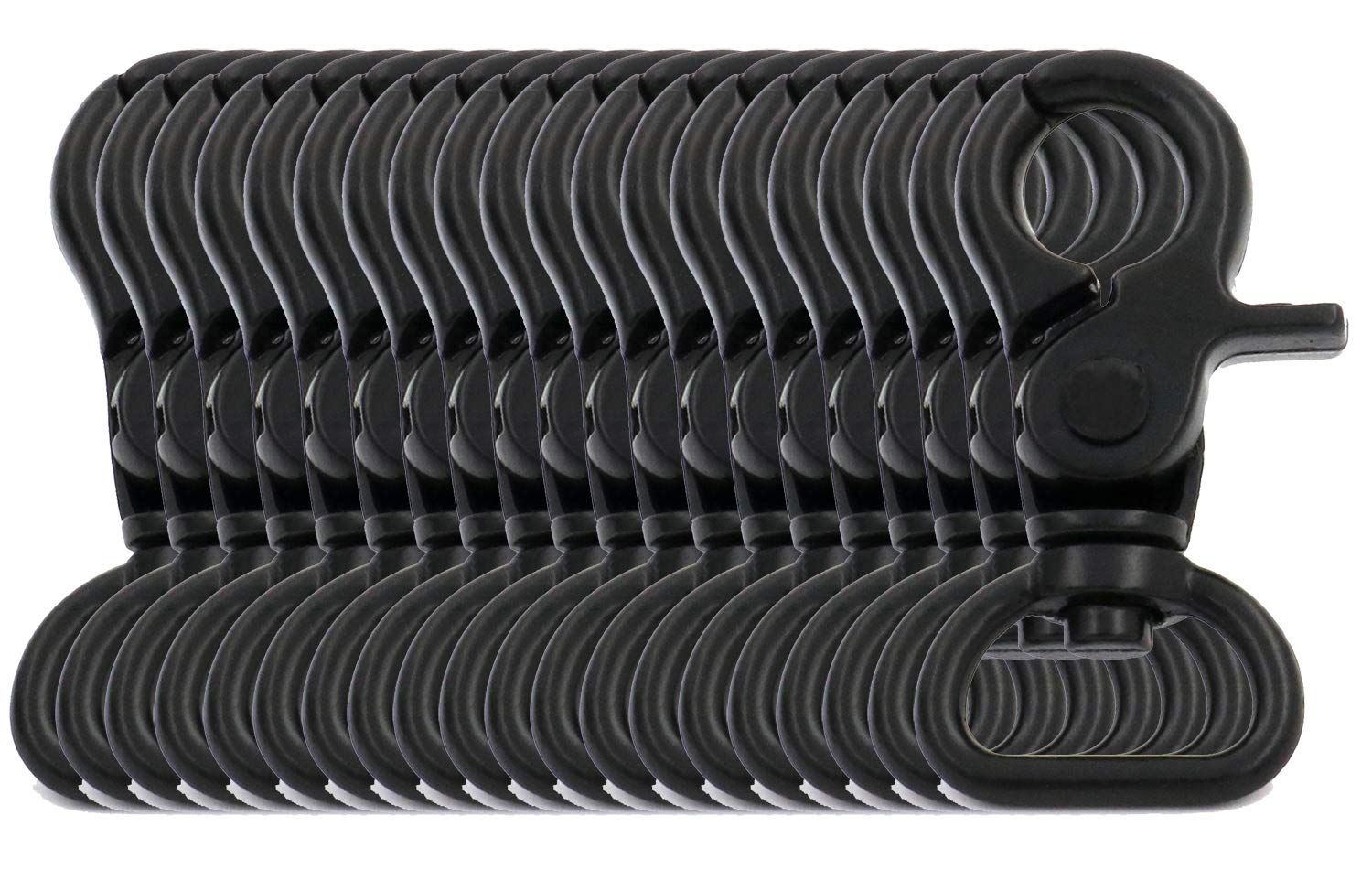 BIKICOCO 5/8'' Swivel Trigger Snap Hook Lobster Claw Clasp Spring Loaded Clip, D-Ring Ended, Black - Pack of 20