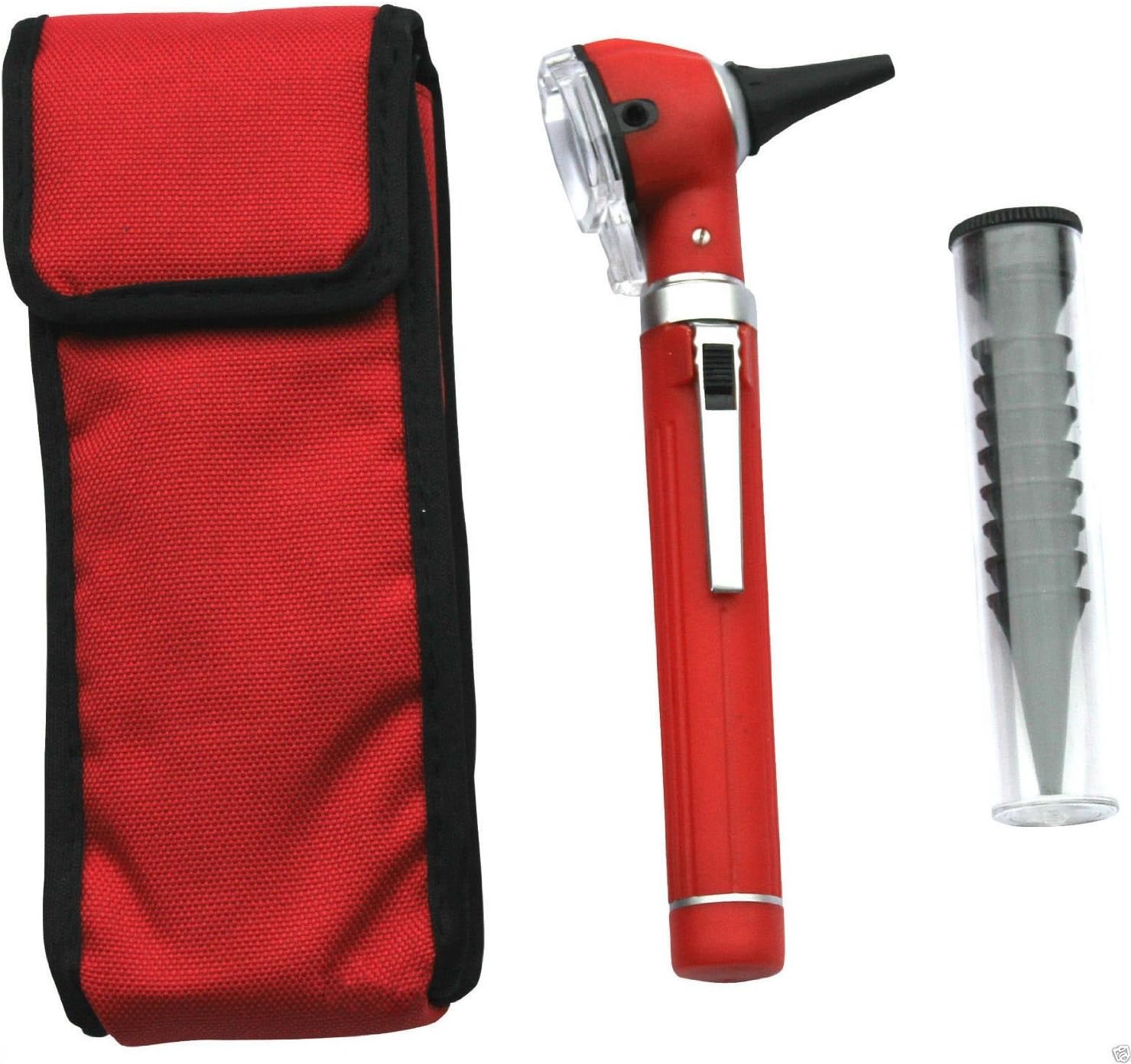 Otoscope Compact Pocket Size Fiber ENT Optic Otoscope Red