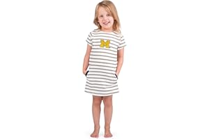 Little King NCAA Toddler Girls Short Sleeve Striped Dress-French Terry with Embroidered Team Logo-Sizes 2T 3T 4T 5T