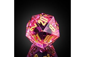 Poludie D20 Single Dice 55mm, 20 Sided DND Dice, Giant D20 D&D Polyhedral Dice Large D20 with Dice Gift Box for Dungeons and Dragons, RPG, MTG Table Games (Transparent Peach/Gold Numbers)