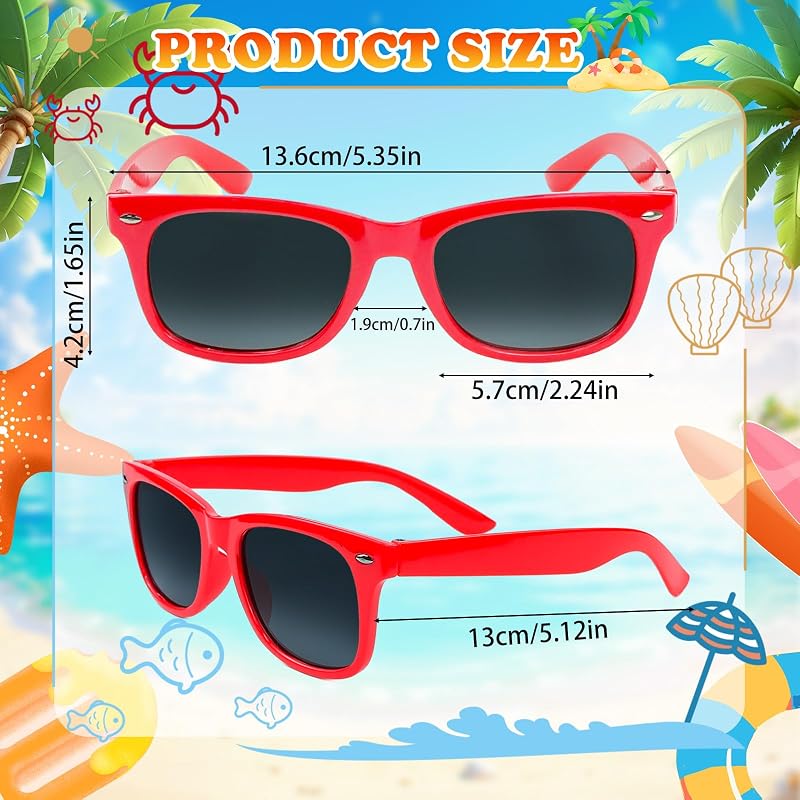 24 Pack Gafas de sol Colores neón，24 unidades para niños, regalos de fiesta, para hombres y mujeres, ideales para verano, playa, piscina, cumpleaños y actividades al aire libre